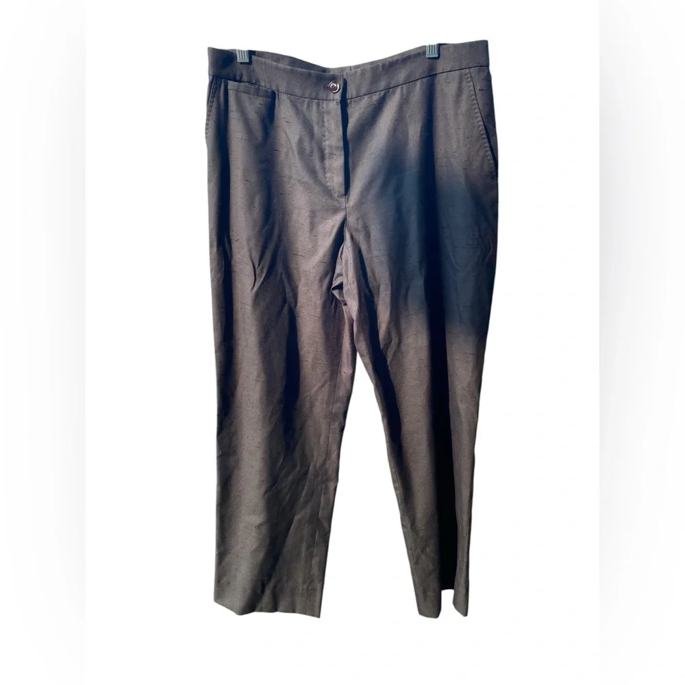 BRIONI SILK SHANTUNG WOMENS FLAT FRONT STRAIGHT LEG TROUSERS 10